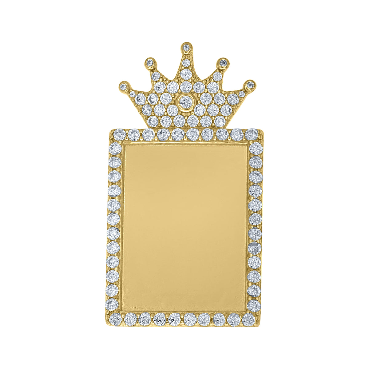 925 Sterling Silver Yellow-Tone Unisex Cubic-Zirconia Square Photo Frame Pendant