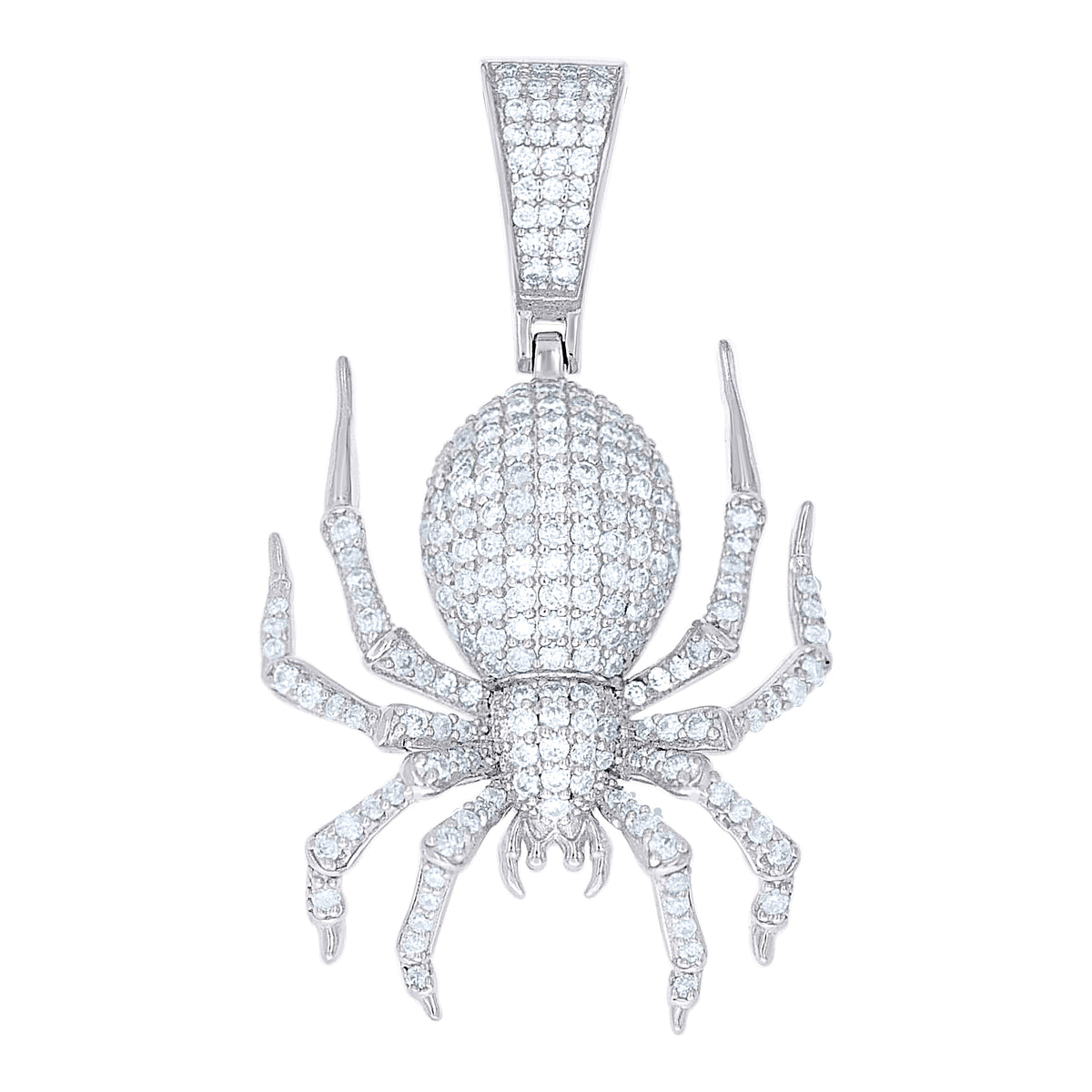 925 Sterling Silver Mens Cubic-Zirconia Spider Wildlife Pendant