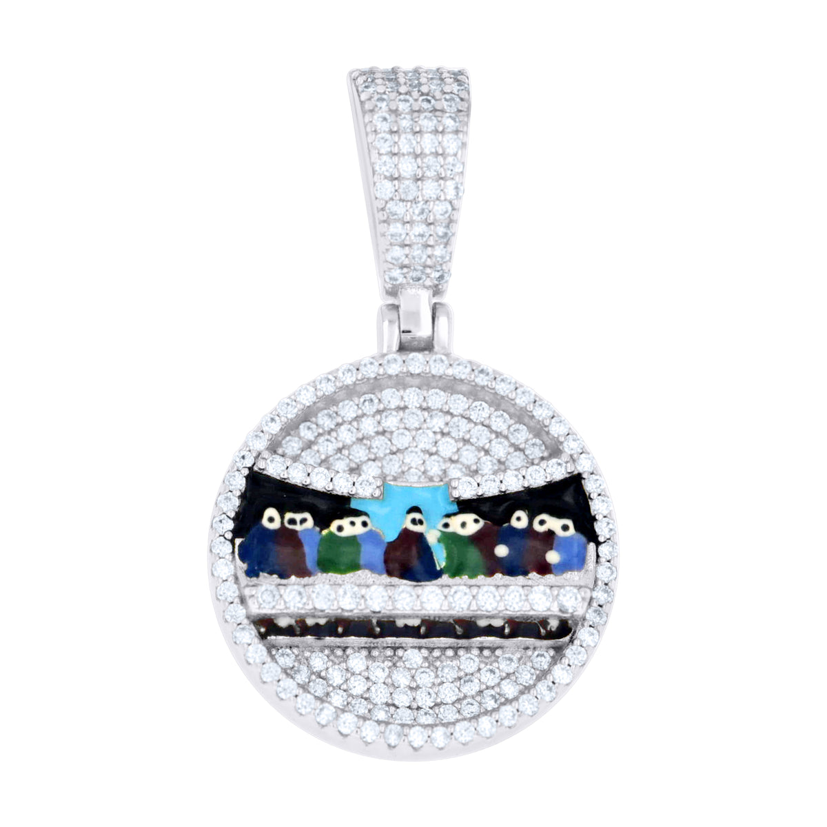 925 Sterling Silver Men Cubic-Zirconia Last Supper Religious Charm Pendant