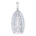 925 Sterling Silver Men Round Baguette Cubic-Zirconia Guadalupe Religious Charm Pendant