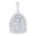 925 Sterling Silver Men Round Baguette Cubic-Zirconia Grim Reaper Death Angel Religious Charm Pendant