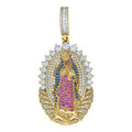 925 Sterling Silver Yellow-Tone Unisex Pink Blue White Cubic-Zirconia Guadalupe Pendant