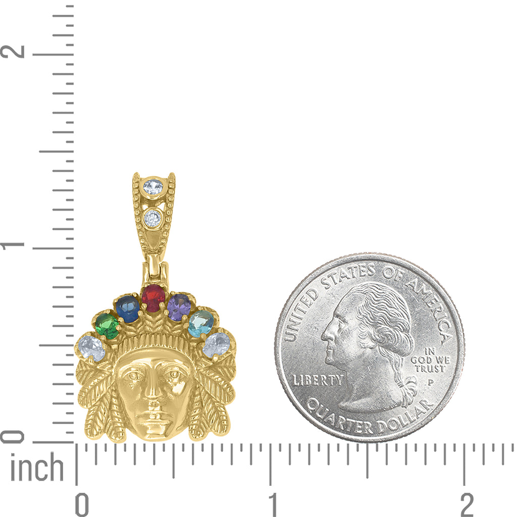 925 Sterling Silver Yellow-Tone Mens Multi-Color Oval Round Cubic-Zirconia Native American Pendant