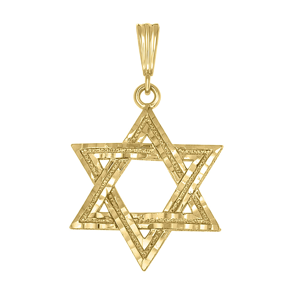 925 Sterling Silver Yellow-Tone Unisex Star Of David Religious Charm Pendant