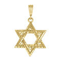 925 Sterling Silver Yellow-Tone Unisex Star Of David Religious Charm Pendant