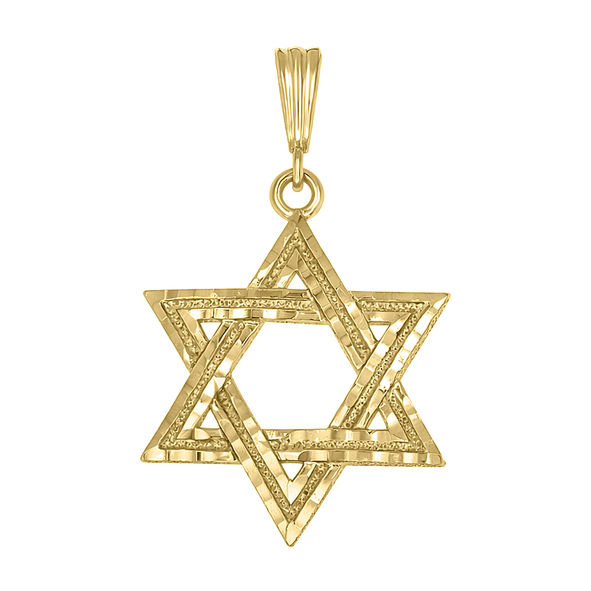 925 Sterling Silver Yellow-Tone Unisex Star Of David Religious Charm Pendant