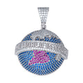 925 Sterling Silver Mens Pink Blue White Cubic-Zirconia The World Is Yours World Map Globe Pendant