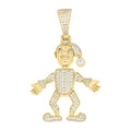 925 Sterling Silver Yellow-tone Mens Cubic-Zirconia Clown Jester Character Pendant