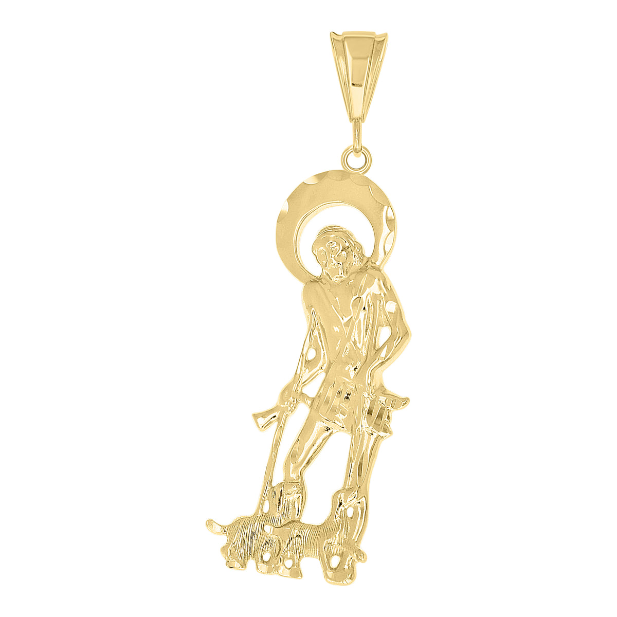 925 Sterling Silver Yellow-tone Men St. Lazarus Religious Charm Pendant
