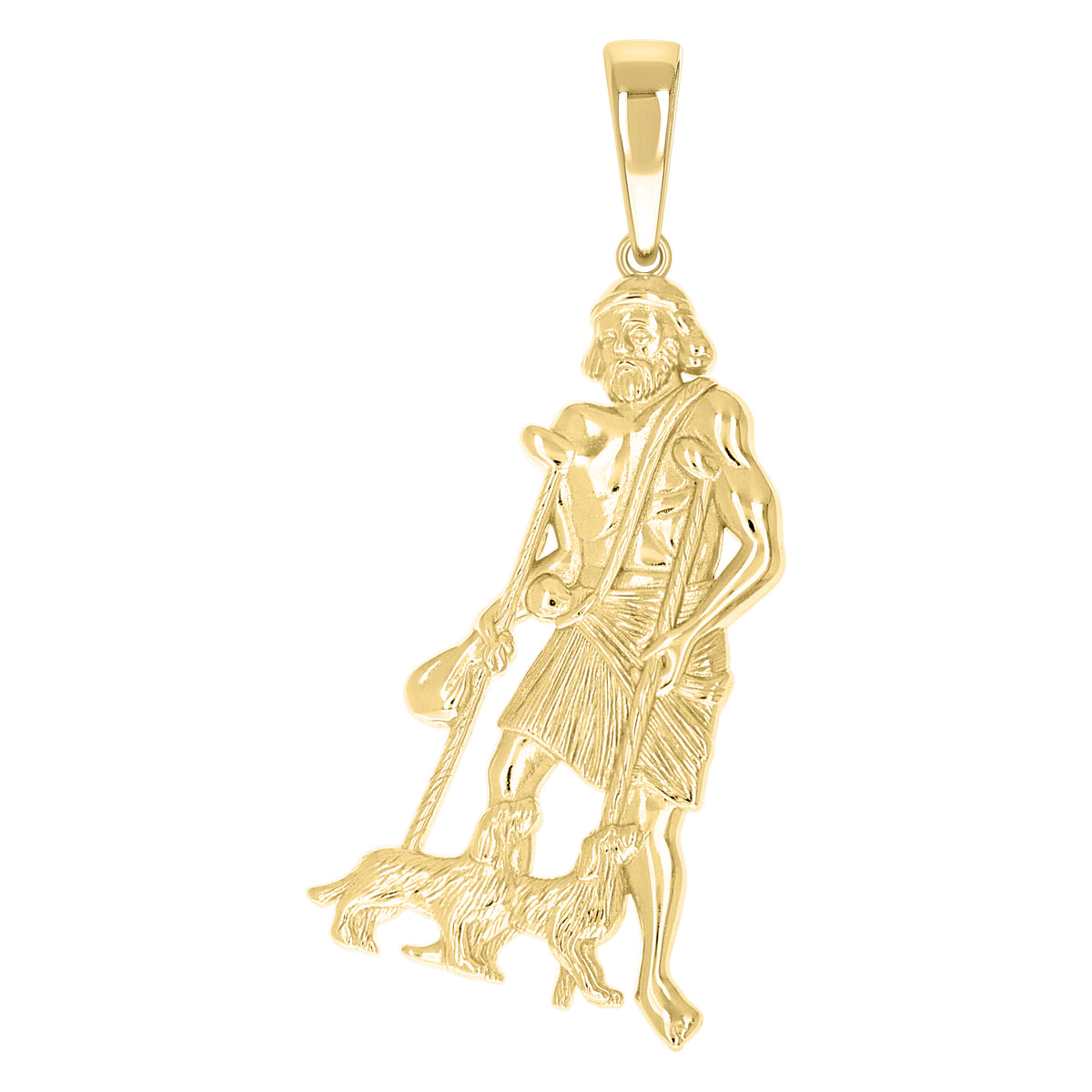 925 Sterling Silver Yellow-tone Men St. Lazarus Religious Charm Pendant