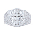 925 Sterling Silver Mens Baguette Round Cubic-Zirconia Cross Religious Ring Size 10