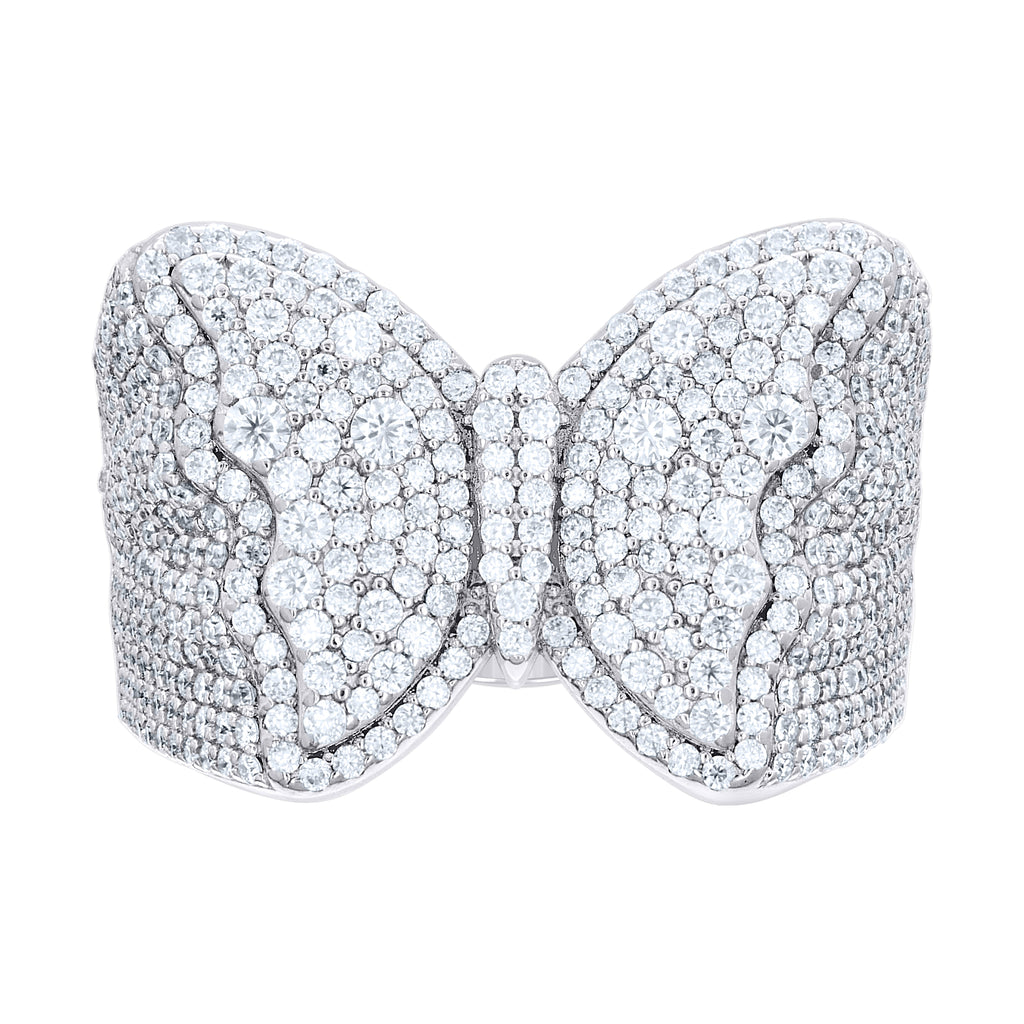 925 Sterling Silver Womens Cubic-Zirconia Butterfly Fashion Ring Size 12