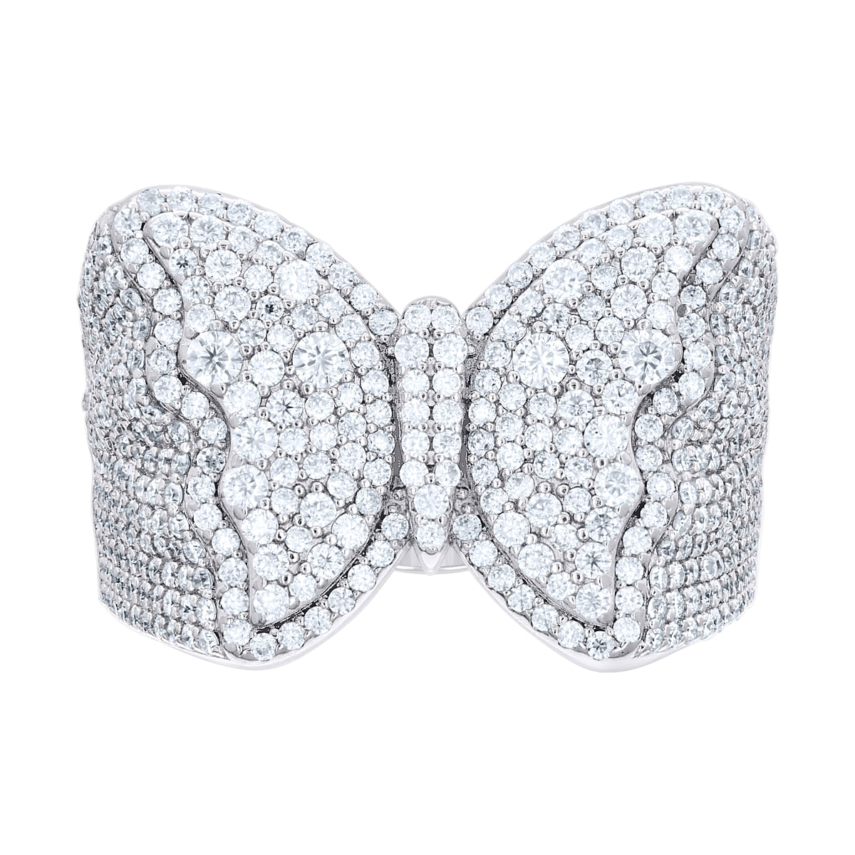 925 Sterling Silver Womens Cubic-Zirconia Butterfly Fashion Ring Size 12
