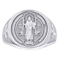 925 Sterling Silver Mens St. Benedict Religious Ring Size 9