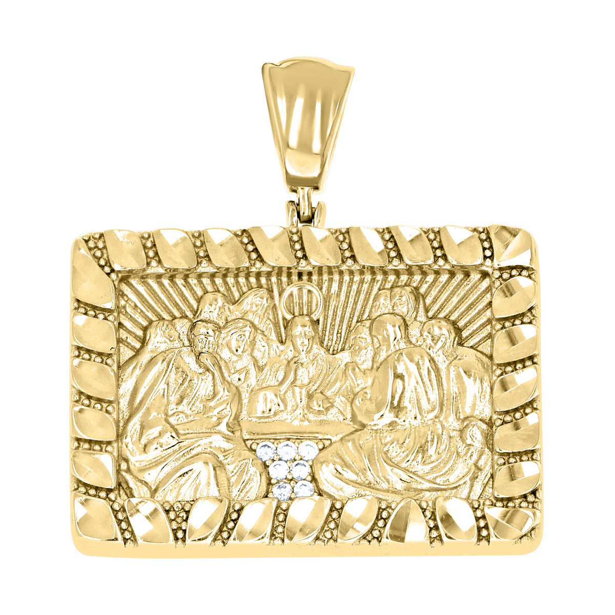 925 Sterling Silver Yellow-tone Men Last Supper Religious Charm Pendant