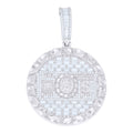 925 Sterling Silver Mens Baguette Round Cubic-Zirconia 100 Dollar Bill Currency Pendant