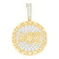 925 Sterling Silver Yellow-Tone Mens Baguette Round Cubic-Zirconia 100 Dollar Bill Currency Pendant