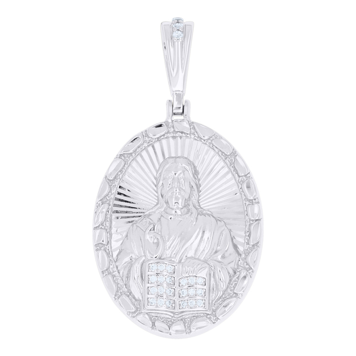 925 Sterling Silver Unisex Cubic-Zirconia Jesus Religious Pendant