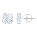 925 Sterling Silver Womens Baguette Round Moissanite Clover Good Luck Stud Earrings