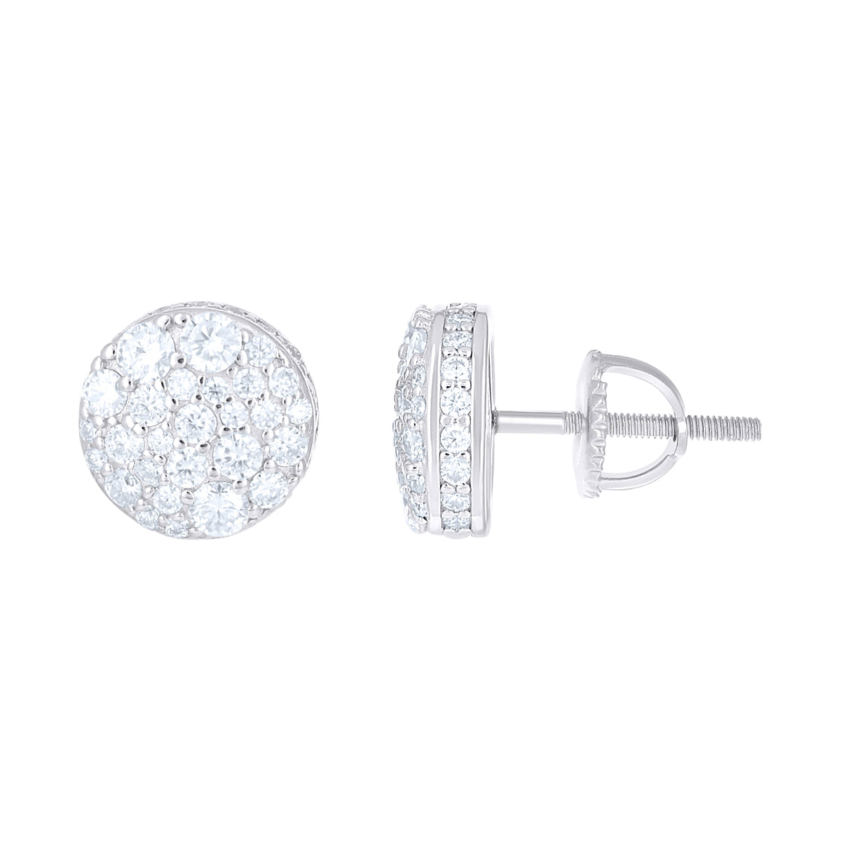 925 Sterling Silver Womens Moissanite Round Fashion Stud Earrings