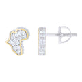 925 Sterling Silver Yellow-Tone Unisex Baguette Round Moissanite Map Fashion Stud Earrings