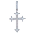 925 Sterling Silver Mens Baguette Round Moissanite Cross Religious Pendant