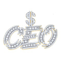 925 Sterling Silver Yellow-Tone Mens Moissanite CEO Talking Fashion Pendant