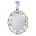 925 Sterling Silver Yellow-Tone Womens Moissanite Floral Border Oval Photo Frame Pendant