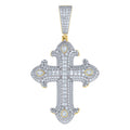 925 Sterling Silver Yellow-tone Mens Round Baguette/Pear Moissanite Cross Religious Pendant