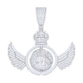 925 Sterling Silver Mens Moissanite Rotating Globe Wing Charm Pendant