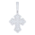 925 Sterling Silver Mens Round Baguette Moissanite Cross Religious Pendant