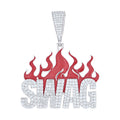 925 Sterling Silver Mens Moissanite Enameled Fire SWAG Pendant