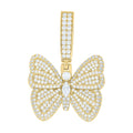 925 Sterling Silver Yellow-Tone Womens Marquise Round Moissanite Butterfly Fashion Pendant