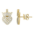 925 Sterling Silver Yellow-Tone Womens Moissanite Crown Heart Stud Earrings