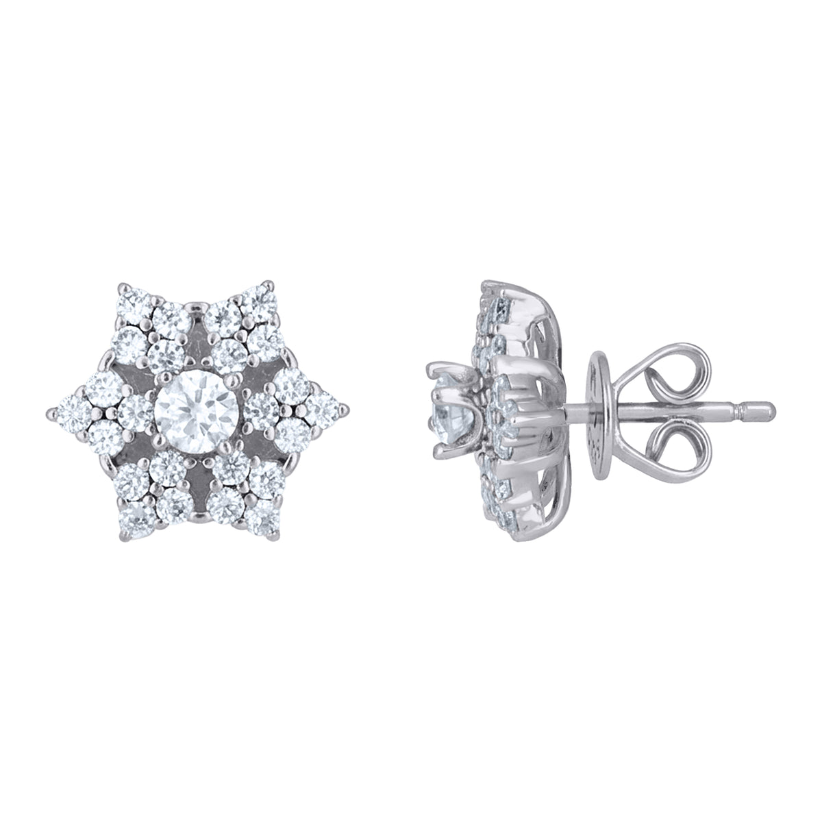 925 Sterling Silver Womens Moissanite Star Fashion Stud Earrings