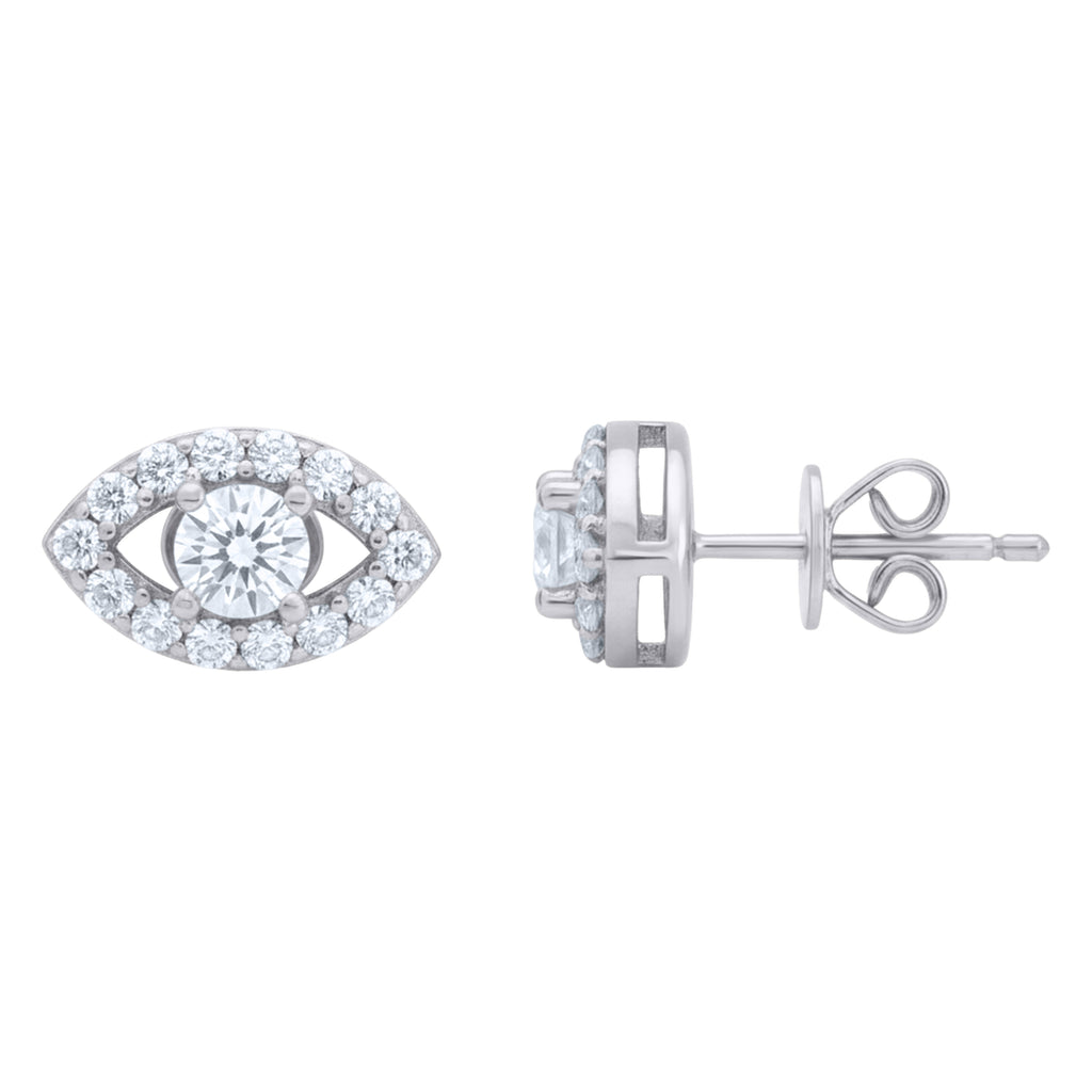 925 Sterling Silver Womens Moissanite Evil Eye Good Luck Stud Earrings