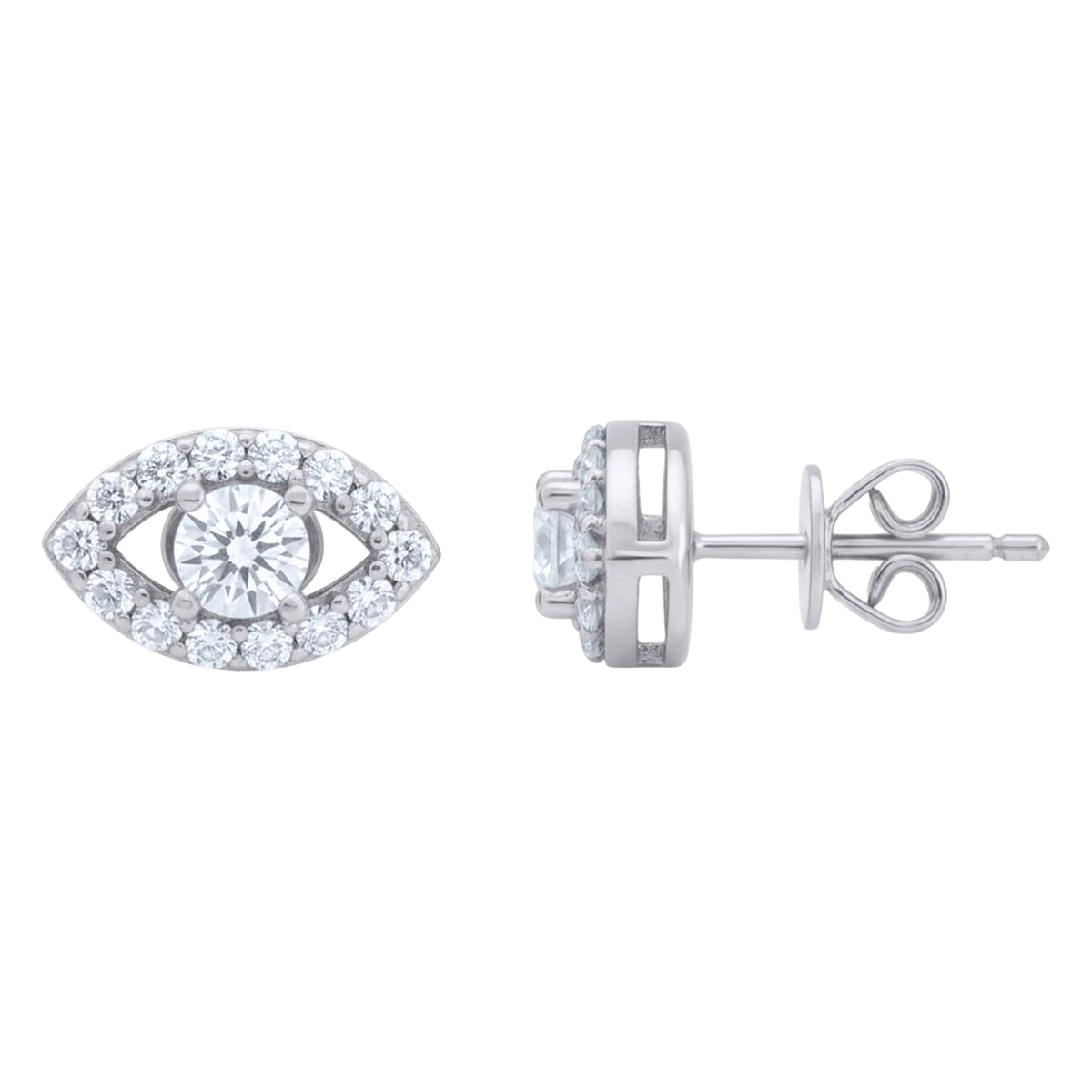 925 Sterling Silver Womens Moissanite Evil Eye Good Luck Stud Earrings