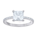 925 Sterling Silver Womens Princess-Cut Round Moissanite Engagement Ring Size 9
