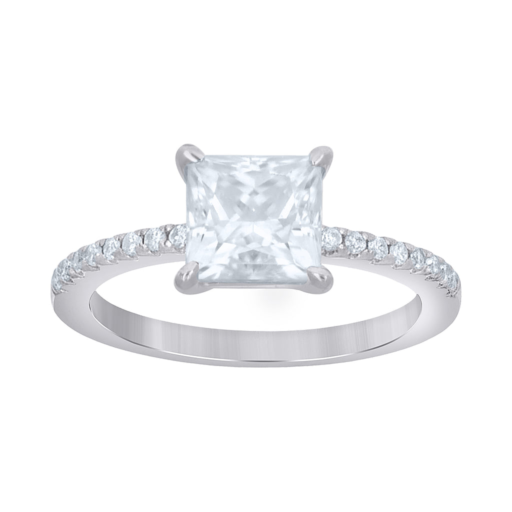 925 Sterling Silver Womens Princess-Cut Round Moissanite Engagement Ring Size 9