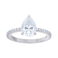 925 Sterling Silver Womens Pear Round Moissanite Engagement Ring Size 7