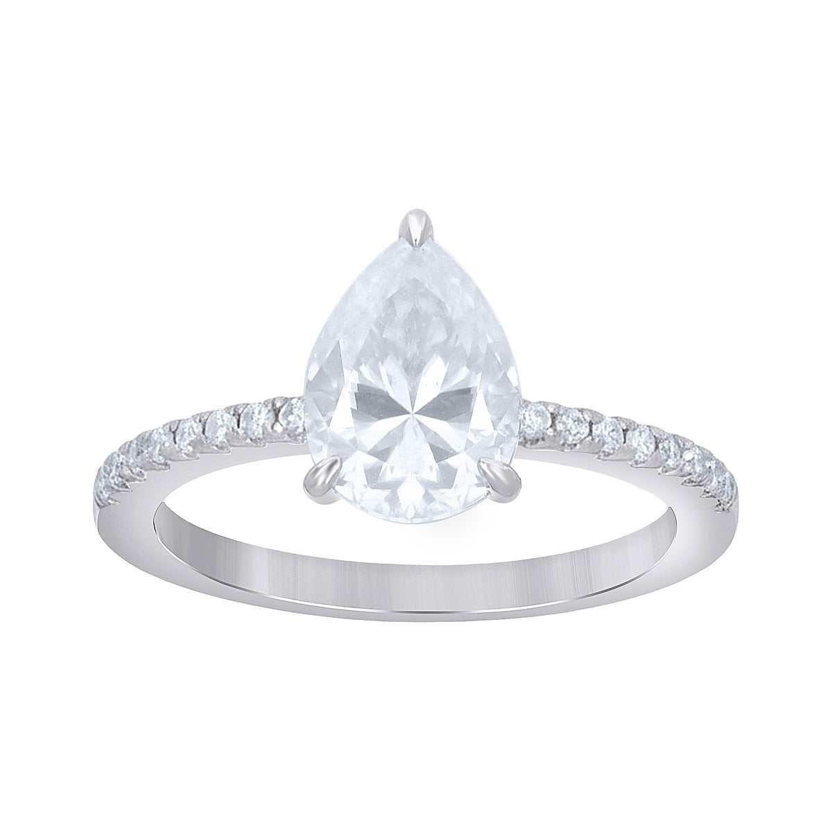925 Sterling Silver Womens Pear Round Moissanite Engagement Ring Size 7