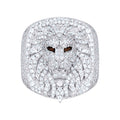 925 Sterling Silver Mens Moissanite Enameled Loin Head Fashion Ring Size 9