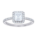 925 Sterling Silver Womens Princess-Cut Round Moissanite Halo Engagement Ring Size 6