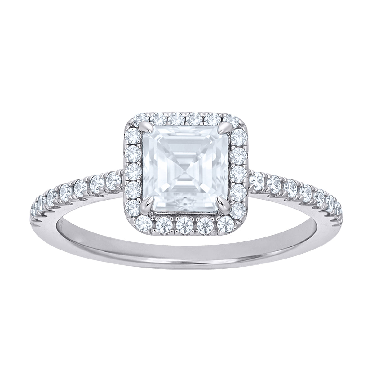 925 Sterling Silver Womens Princess-Cut Round Moissanite Halo Engagement Ring Size 6
