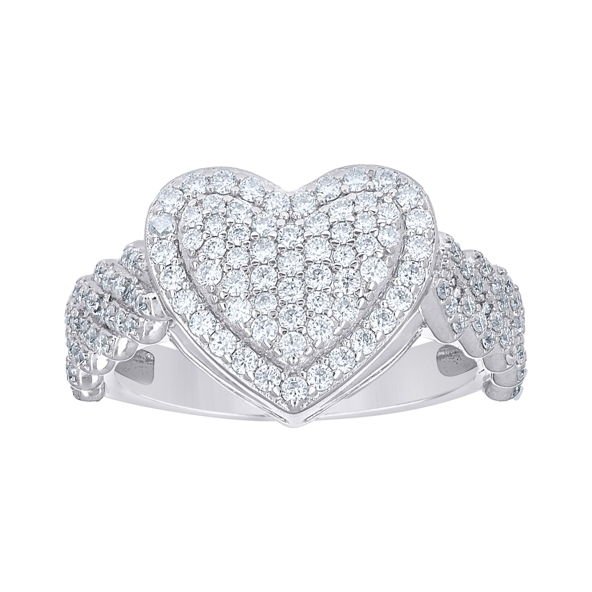 925 Sterling Silver Womens Moissanite Heart Ring Size 9