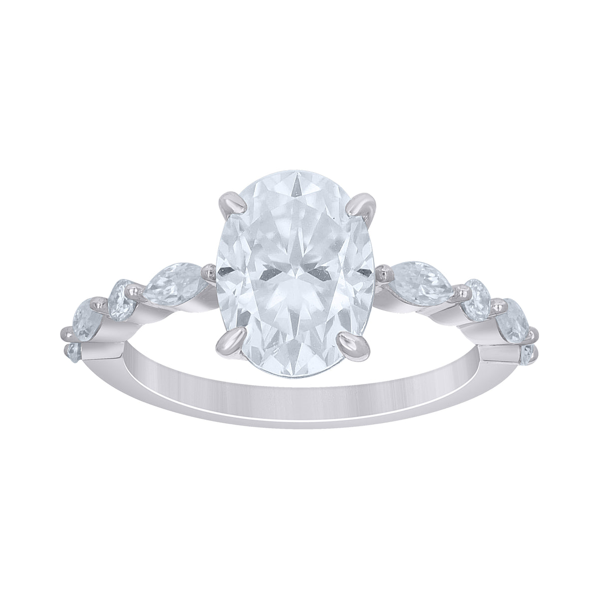 925 Sterling Silver Womens Oval Round Moissanite Engagement Ring Size 8