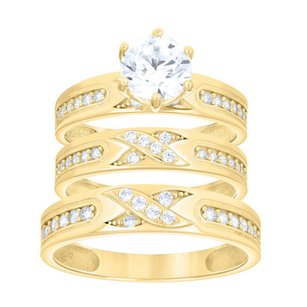 14K Gold Trio Cubic Zirconia Ring