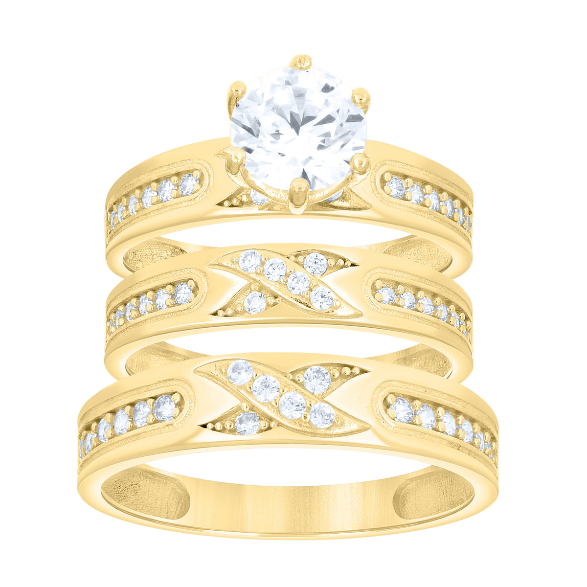 14K Gold Trio Cubic Zirconia Ring
