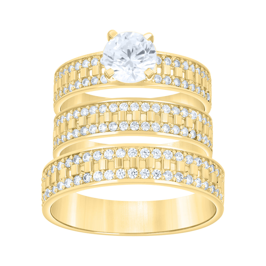 14K Gold Trio Cubic Zirconia Ring