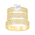 14K Gold Trio Cubic Zirconia Ring